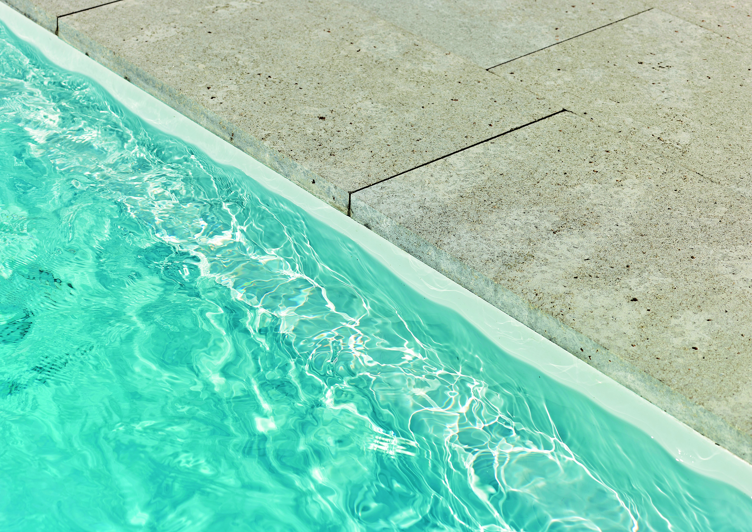 Detail of modern ceramic garden pool